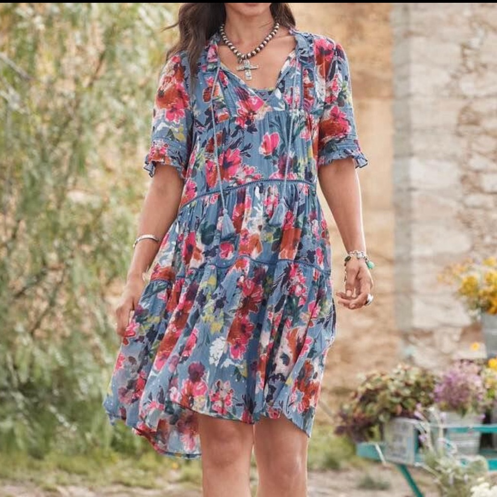 NWT Sundance Muriel Orchard Dress with Detachable Slip - size small (flowy)